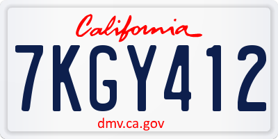 CA license plate 7KGY412