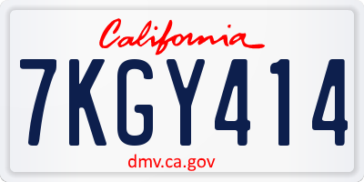 CA license plate 7KGY414