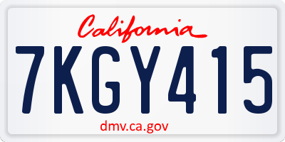 CA license plate 7KGY415