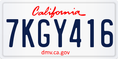 CA license plate 7KGY416