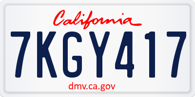 CA license plate 7KGY417