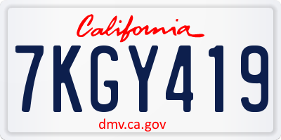 CA license plate 7KGY419