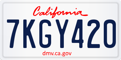 CA license plate 7KGY420