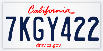 CA license plate 7KGY422