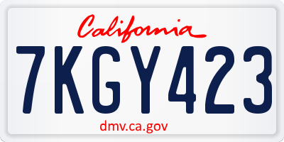 CA license plate 7KGY423