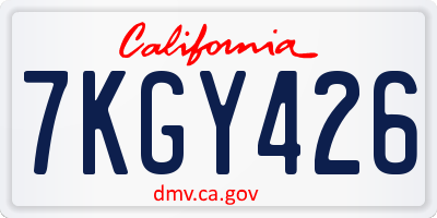 CA license plate 7KGY426