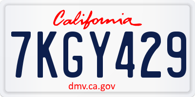 CA license plate 7KGY429