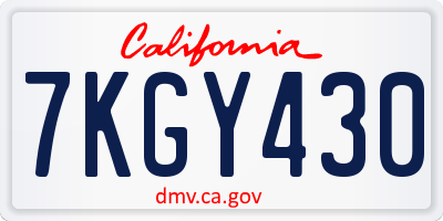 CA license plate 7KGY430