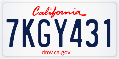 CA license plate 7KGY431