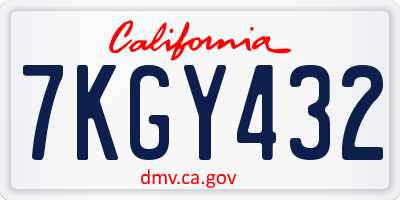CA license plate 7KGY432