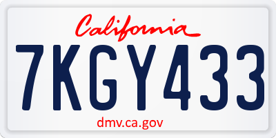 CA license plate 7KGY433
