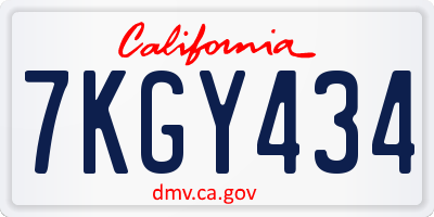CA license plate 7KGY434