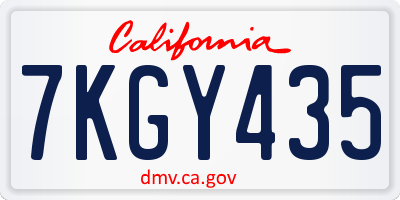 CA license plate 7KGY435