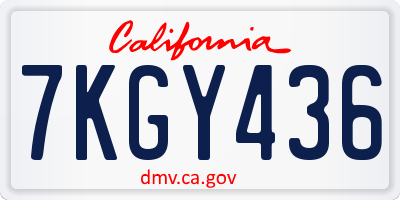 CA license plate 7KGY436