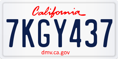 CA license plate 7KGY437