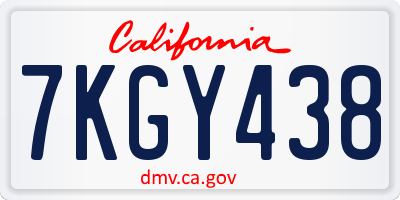 CA license plate 7KGY438
