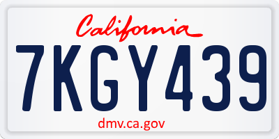 CA license plate 7KGY439