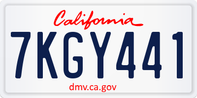 CA license plate 7KGY441