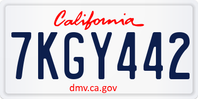 CA license plate 7KGY442