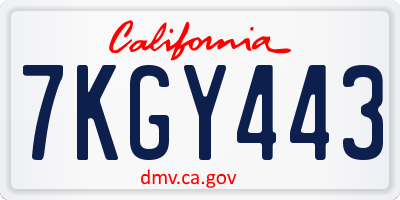 CA license plate 7KGY443
