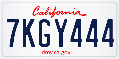 CA license plate 7KGY444
