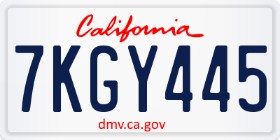 CA license plate 7KGY445