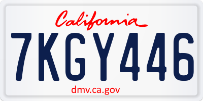 CA license plate 7KGY446