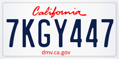 CA license plate 7KGY447