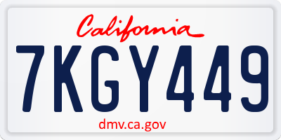 CA license plate 7KGY449