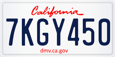 CA license plate 7KGY450