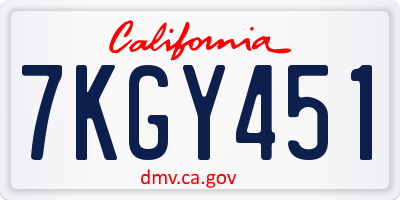 CA license plate 7KGY451