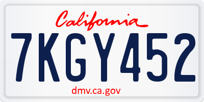 CA license plate 7KGY452