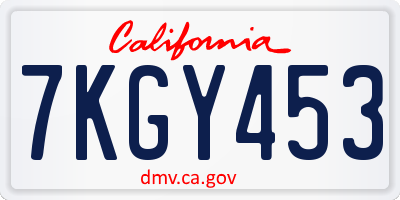 CA license plate 7KGY453