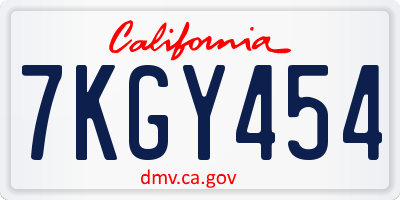 CA license plate 7KGY454