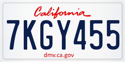 CA license plate 7KGY455