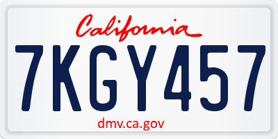CA license plate 7KGY457