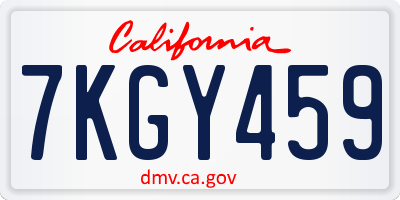 CA license plate 7KGY459