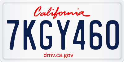 CA license plate 7KGY460