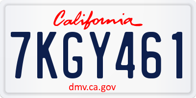 CA license plate 7KGY461