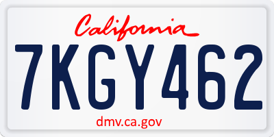 CA license plate 7KGY462