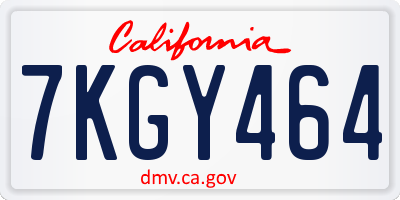CA license plate 7KGY464