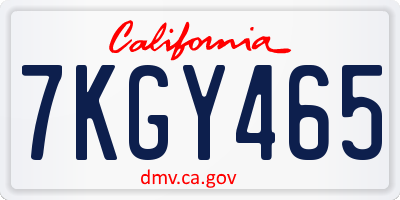 CA license plate 7KGY465