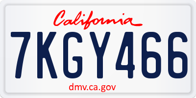 CA license plate 7KGY466