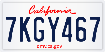 CA license plate 7KGY467