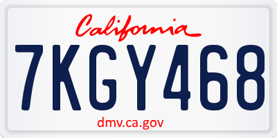 CA license plate 7KGY468