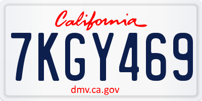 CA license plate 7KGY469
