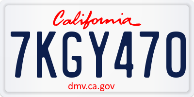 CA license plate 7KGY470