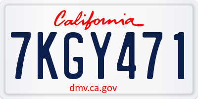 CA license plate 7KGY471