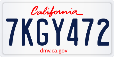 CA license plate 7KGY472