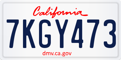 CA license plate 7KGY473